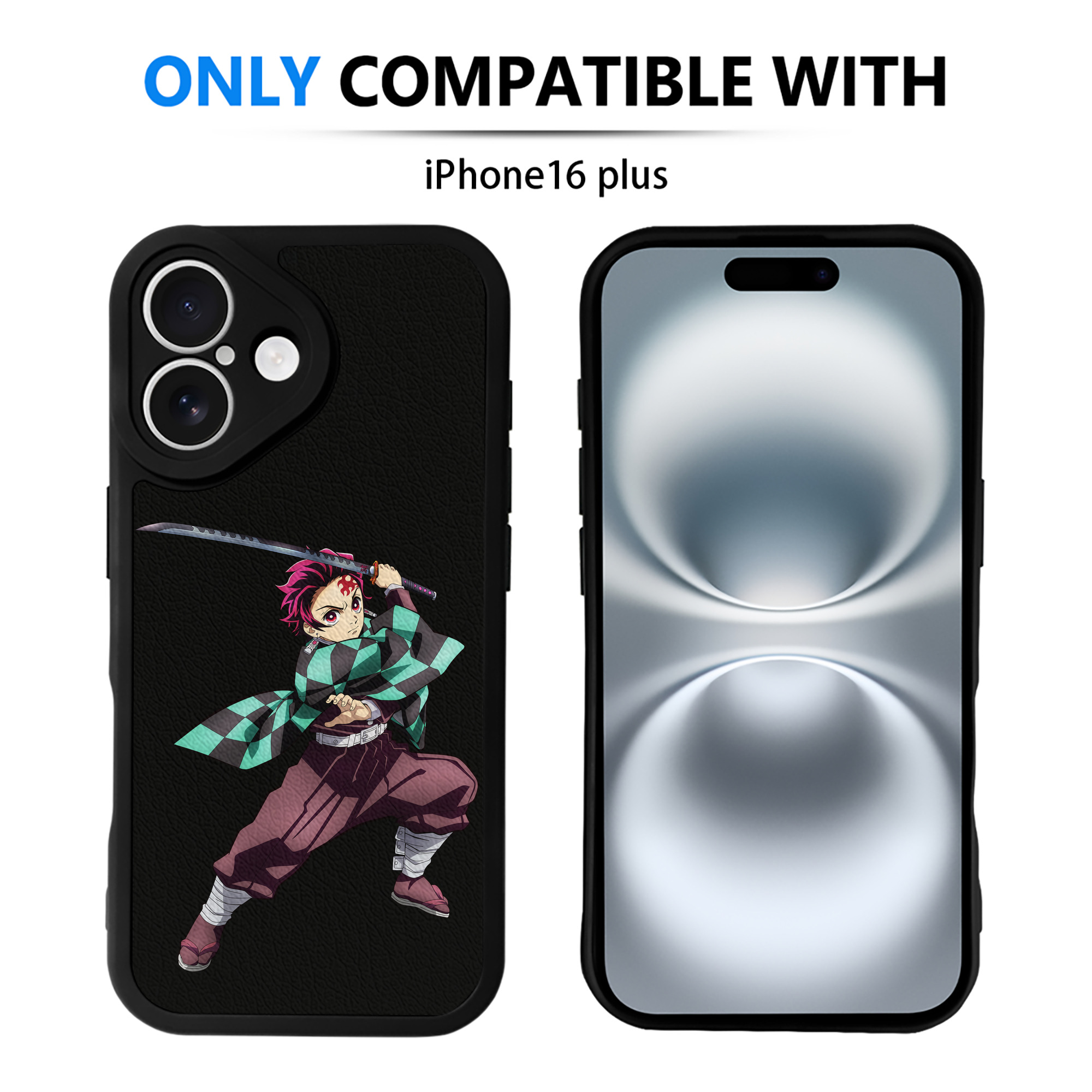 （画像用） 鬼滅の刃 竈門 炭治郎／かまど たんじろう Kamado Tanjirou 【iPhone 16シリーズ対応】シリコンスマホケース（レザー調） 材質：シリコン
